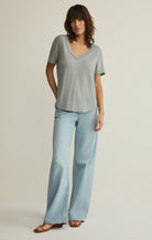 Short Sleeve V-Neck Grey Tee