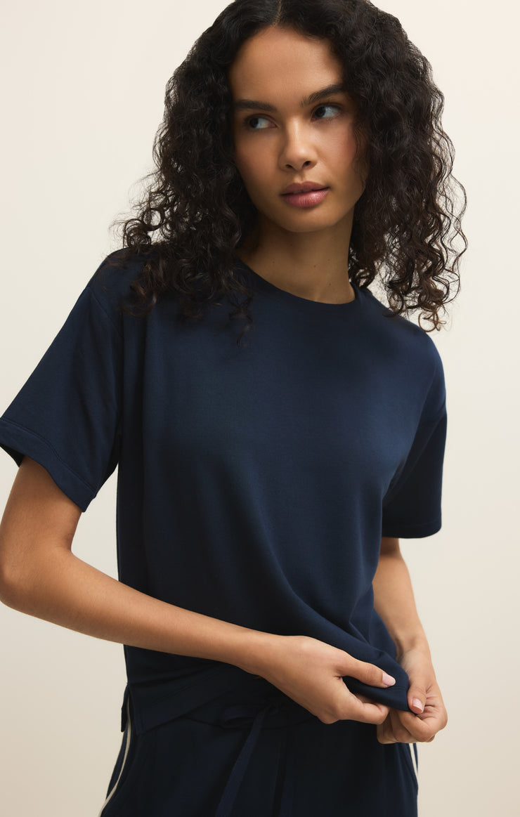 Short Sleeve Navy Modal Top