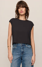 Z SUPPLY ash black cropped sleeveless muscle tee