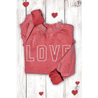 Faded Red Sweatshirt with letters LOVE