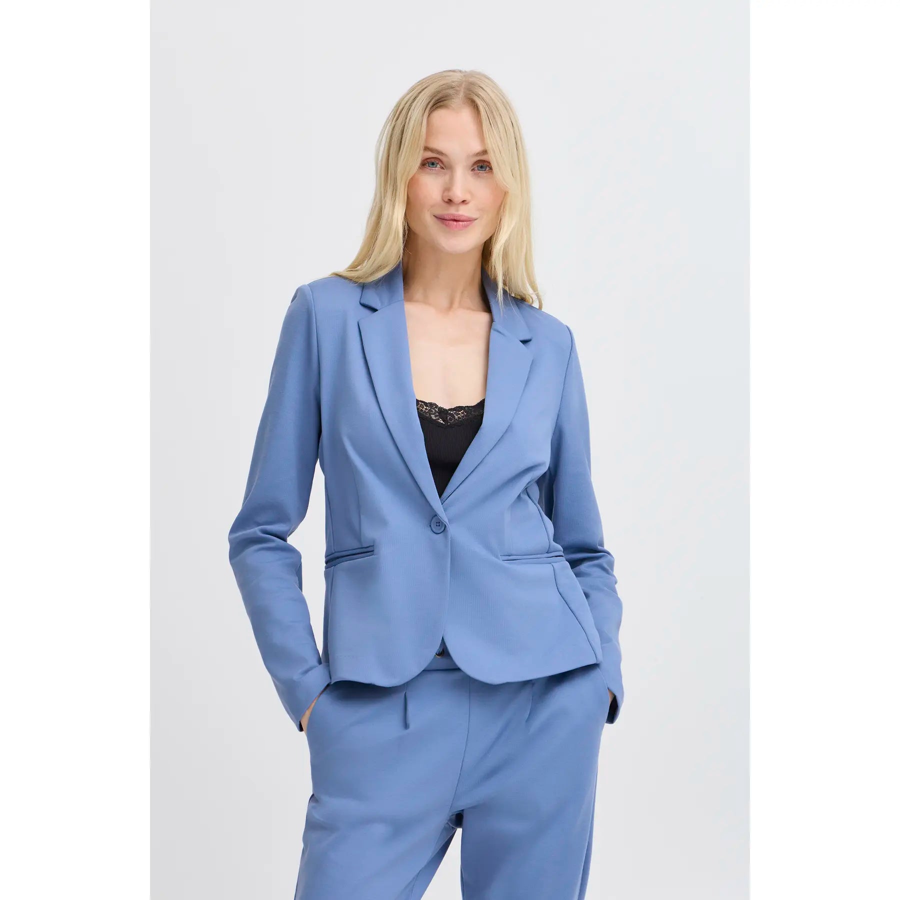 b.young Rizetta one button blue fitted blazer
