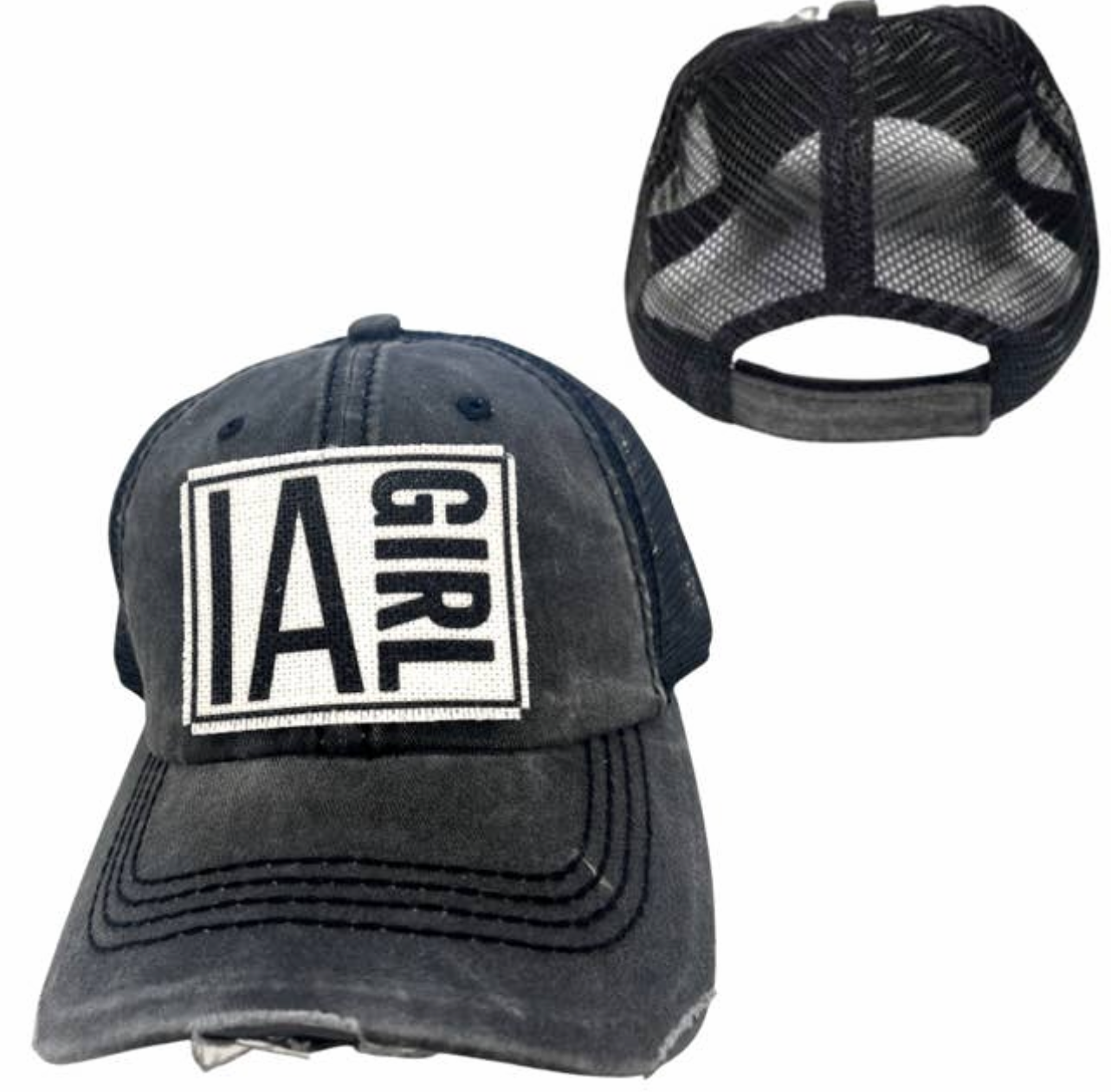 IOWA GIRL HATS - Black with Black Mesh