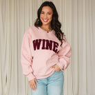 Pink Panache Sweatshirt with Burgundy Lettering