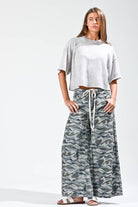 Wide Leg Drawstring Camo Pants