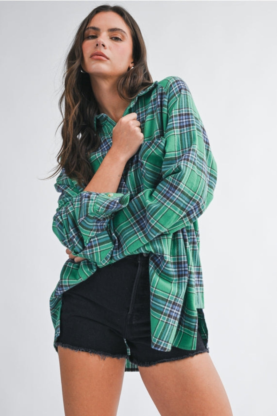 Oversized Plaid Button Down Shirt