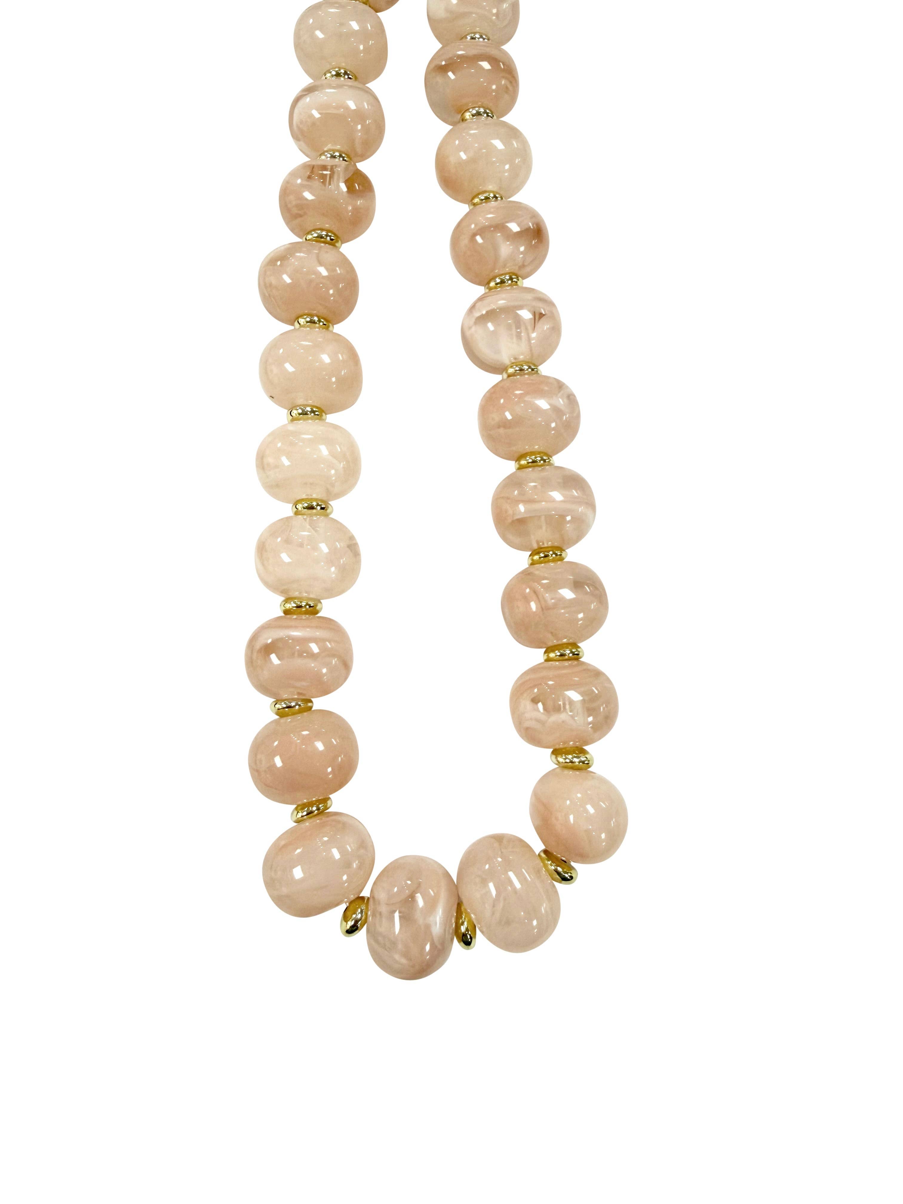 Marble Chunky Beaded Necklace- Taupe