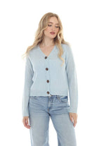 Light blue, button front  cardigan.