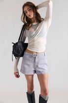 Free People light blue chino shorts with front welt pockets