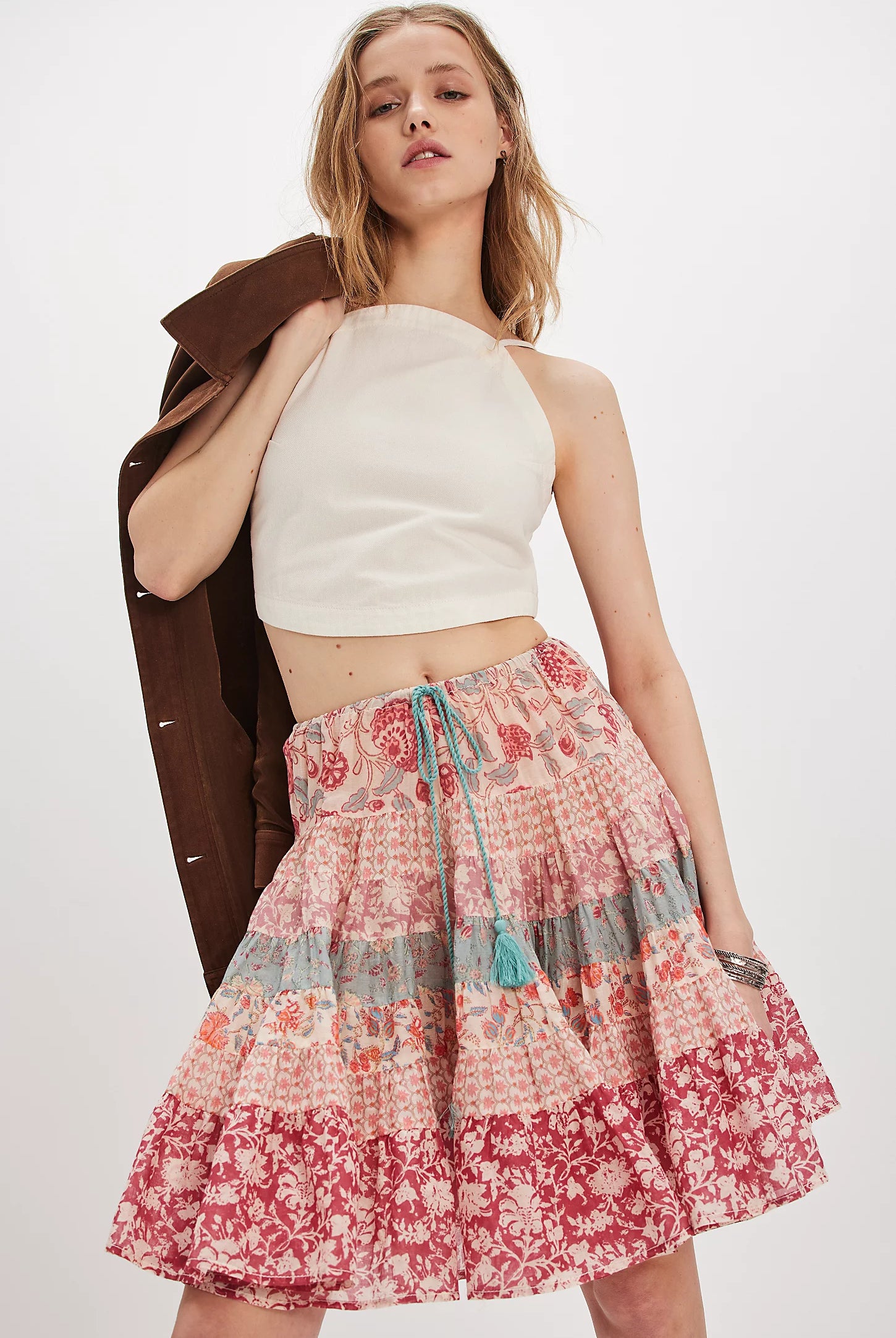 women's midi bubble skirt in brown 2164 women's midi bubble skirt in brown 2164