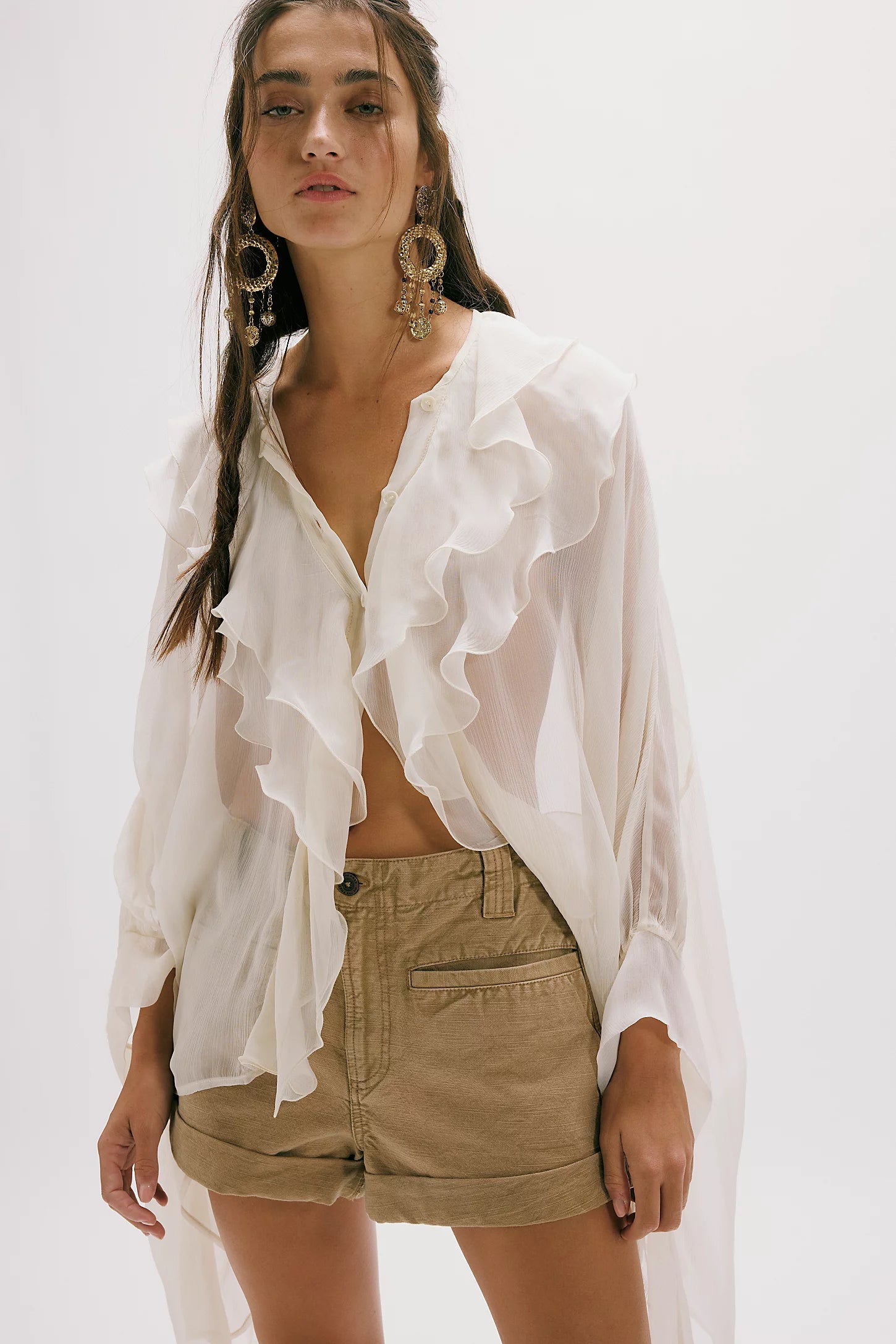 Free People Sakura trouser shorts in color Tannin