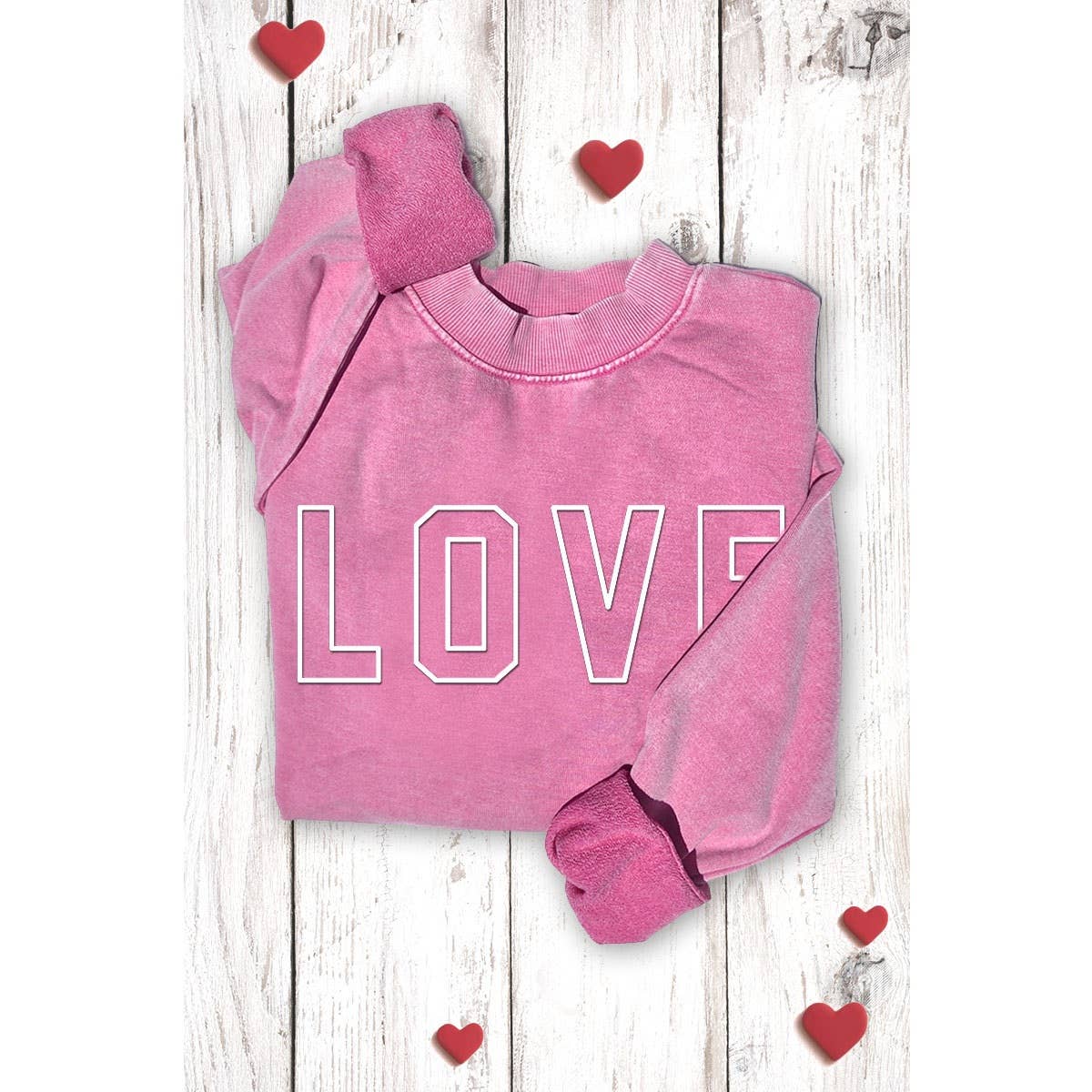 Mineral washed sweatshirt with LOVE print