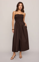 Z SUPPLY Cornelia Poplin Midi Dress in Chocolate Cherry