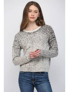 FATE by LFD Printed Crew Neckline Sweater - Cream/Black Animal