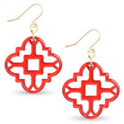 Zenzii Modern Resin Acrylic Mosaic Earrings in Red