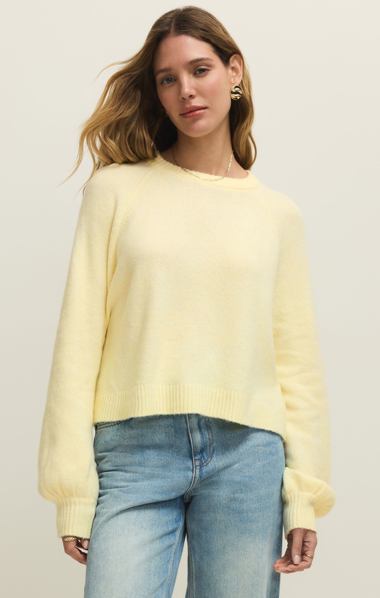 Z Supply cozy light yellow crewneck sweater