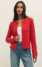 Red button up cardigan