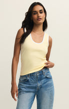 Yellow Tank top with white trim