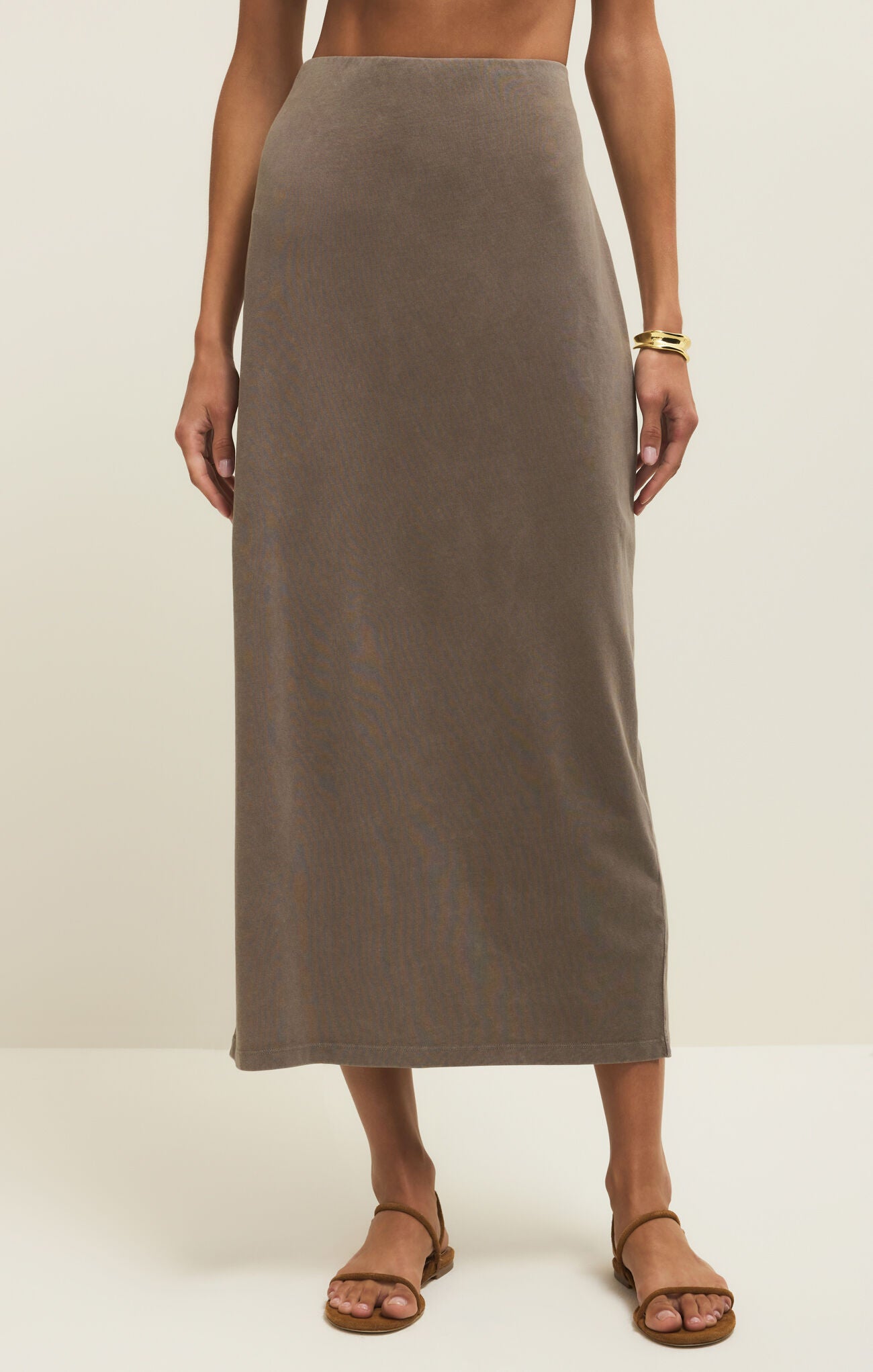 Z SUPPLY Taupe Brown Midi Skirt