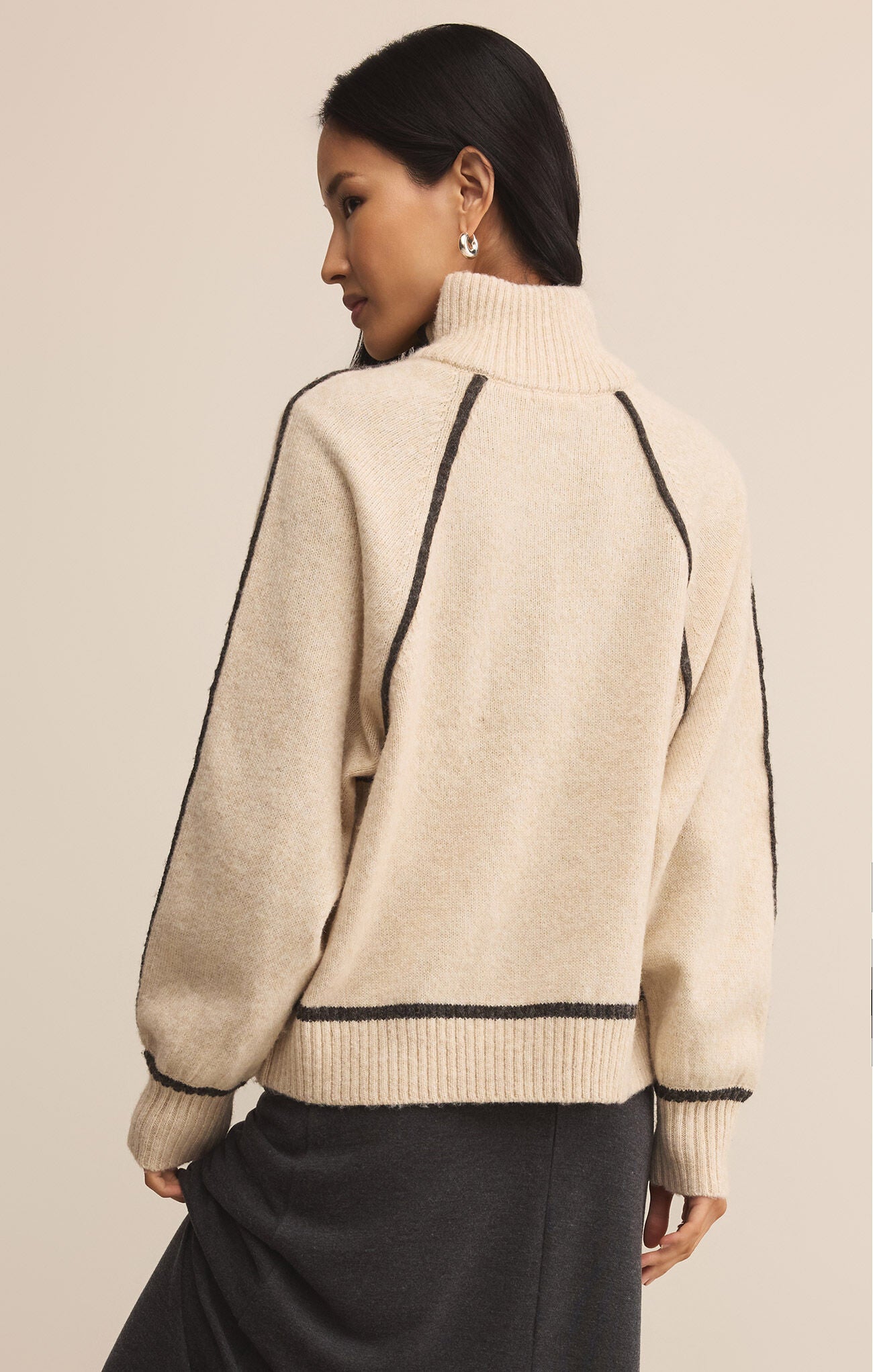 Z SUPPLY Alps Half Zip Sweater - Light Oatmeal Heather
