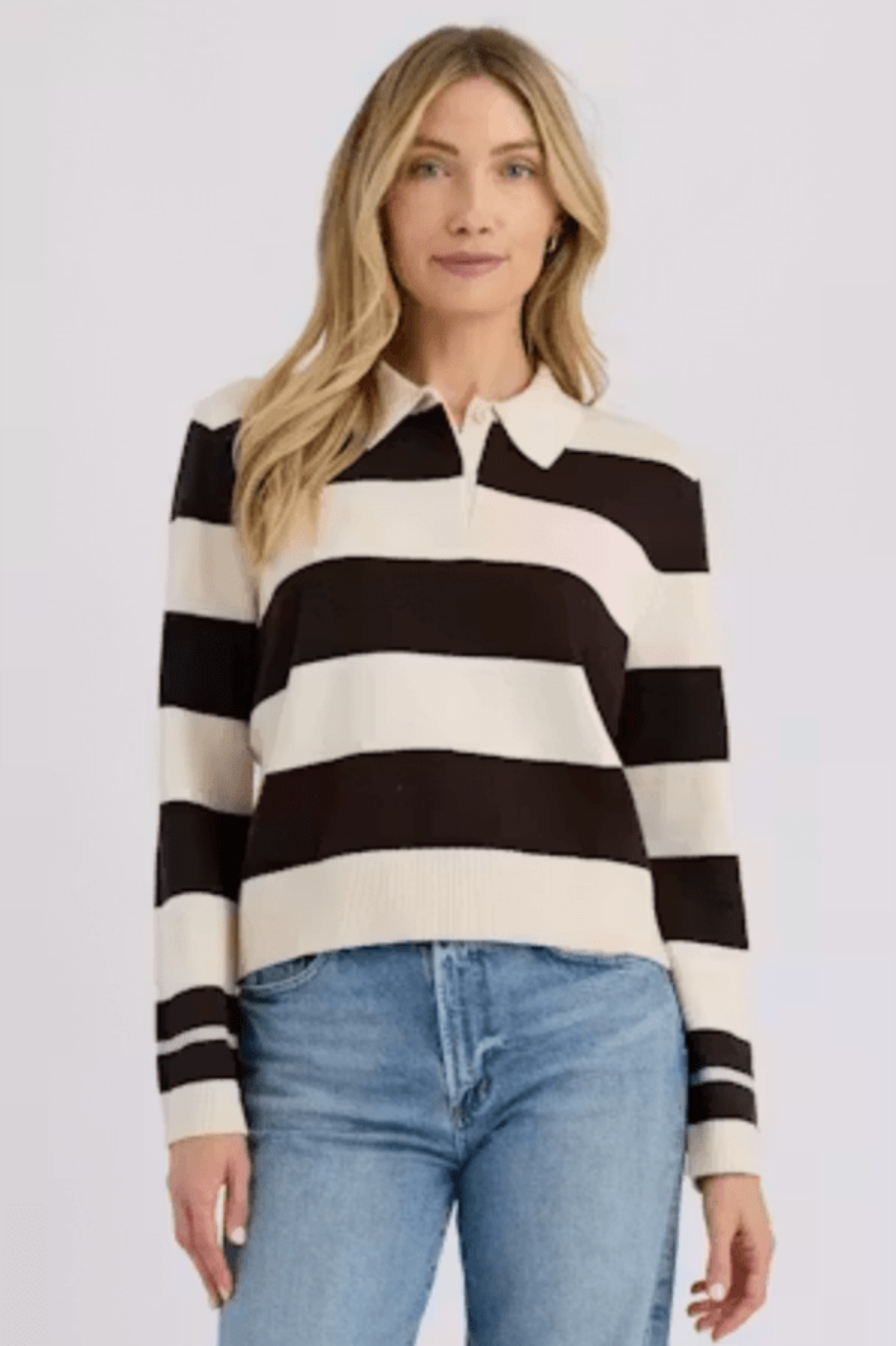 Shawn Polo Sweater in Cream Combo