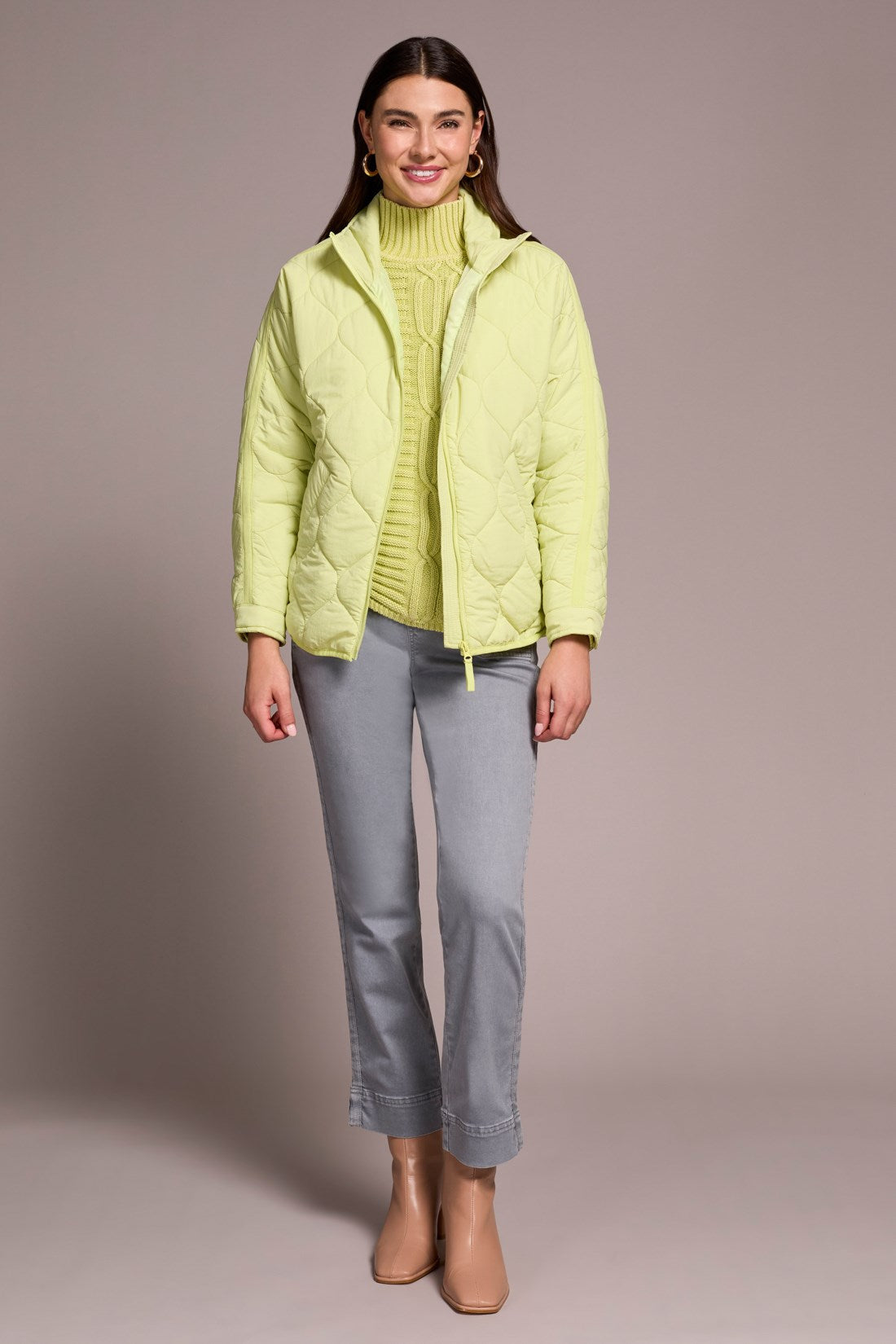 Light green puffer jacket for women