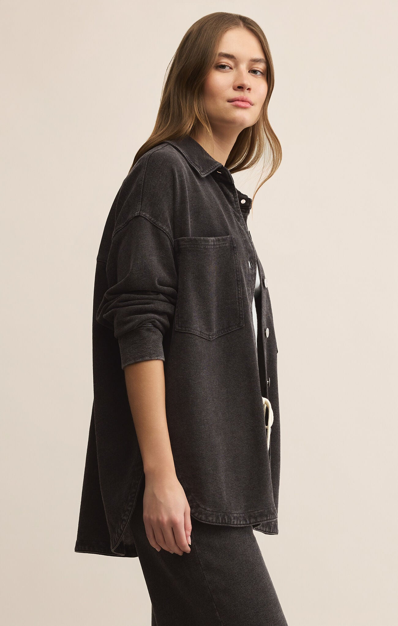 Z SUPPLY All Day Knit Denim Jacket - Vintage Black