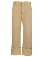 Rolled Hem Khaki Straight Leg Pants