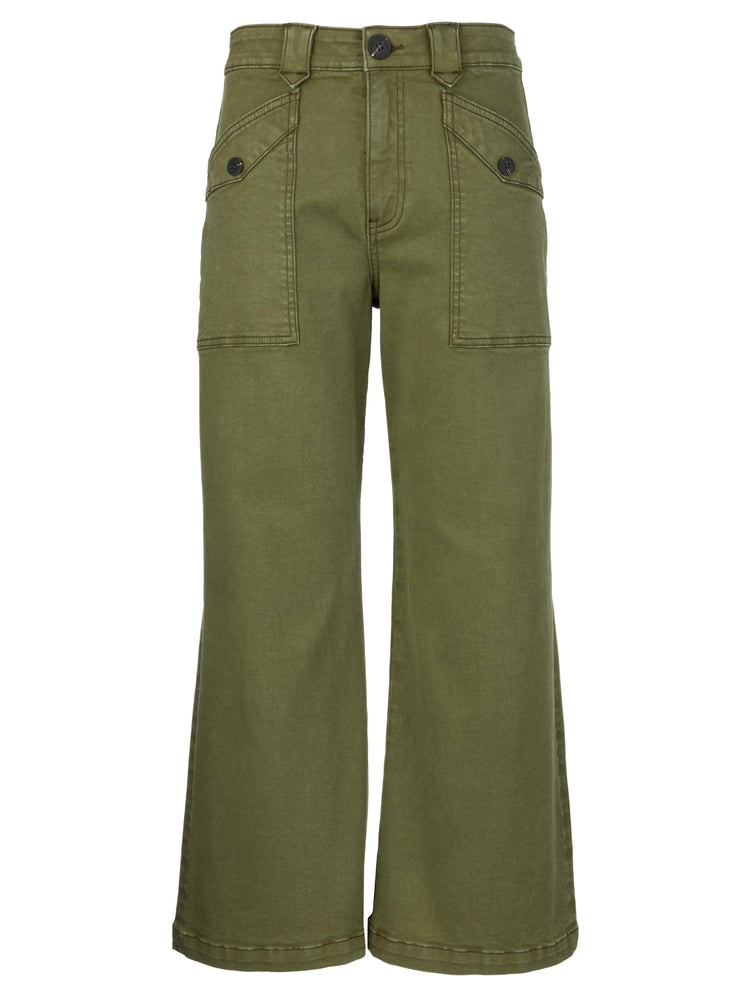Green twill Pants with Pockets