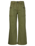 Green twill Pants with Pockets