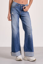 Blue, Flare Roll-Cuff Denim Jeans