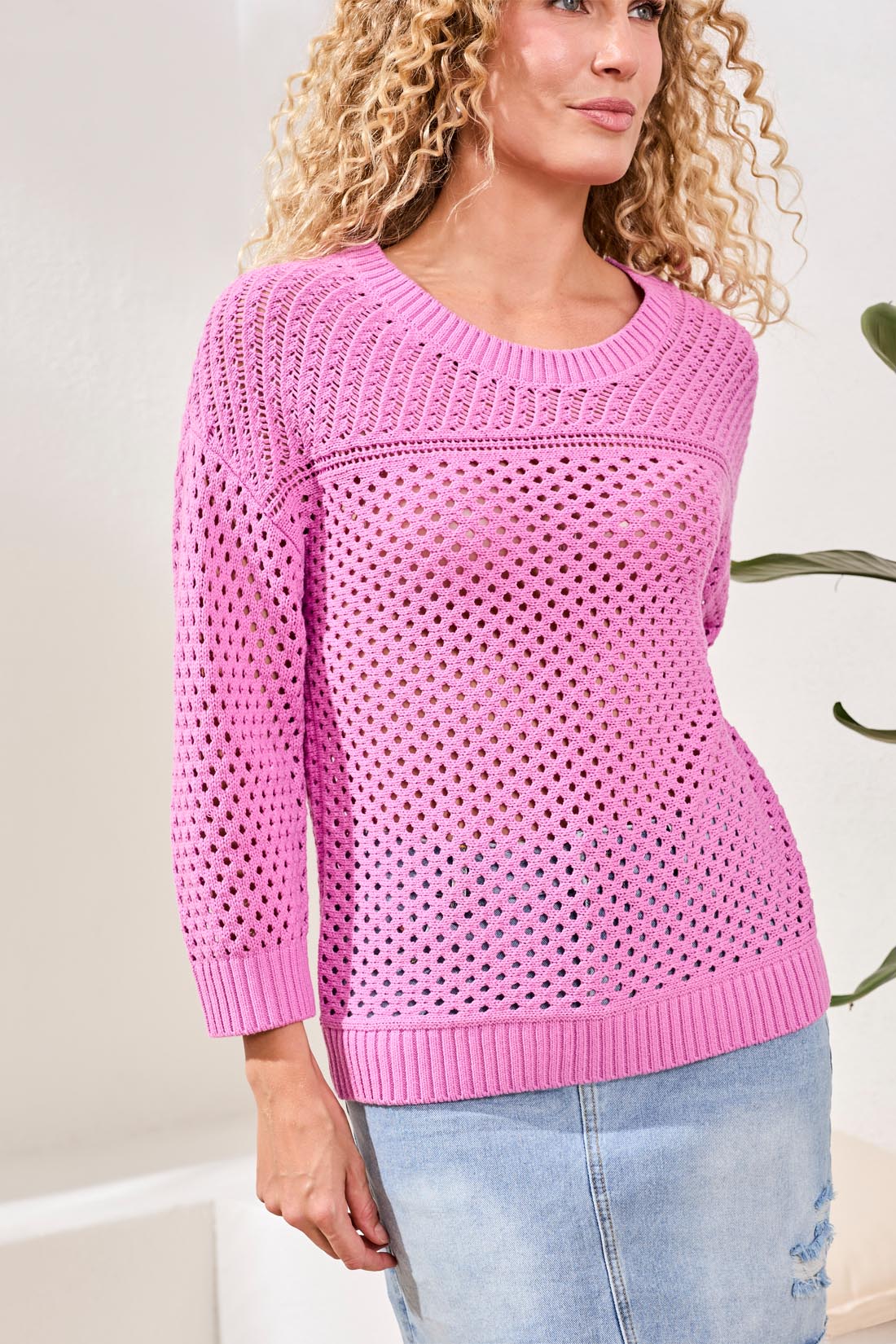 Purple Open-Stitch Sweater