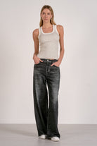 Grey Tank Top with White Contrast Trim