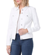 Liverpool Bright White Button Up Denim Jacket