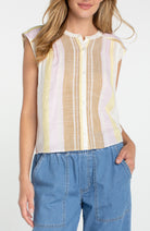 Liverpool Sleeveless Striped Blouse