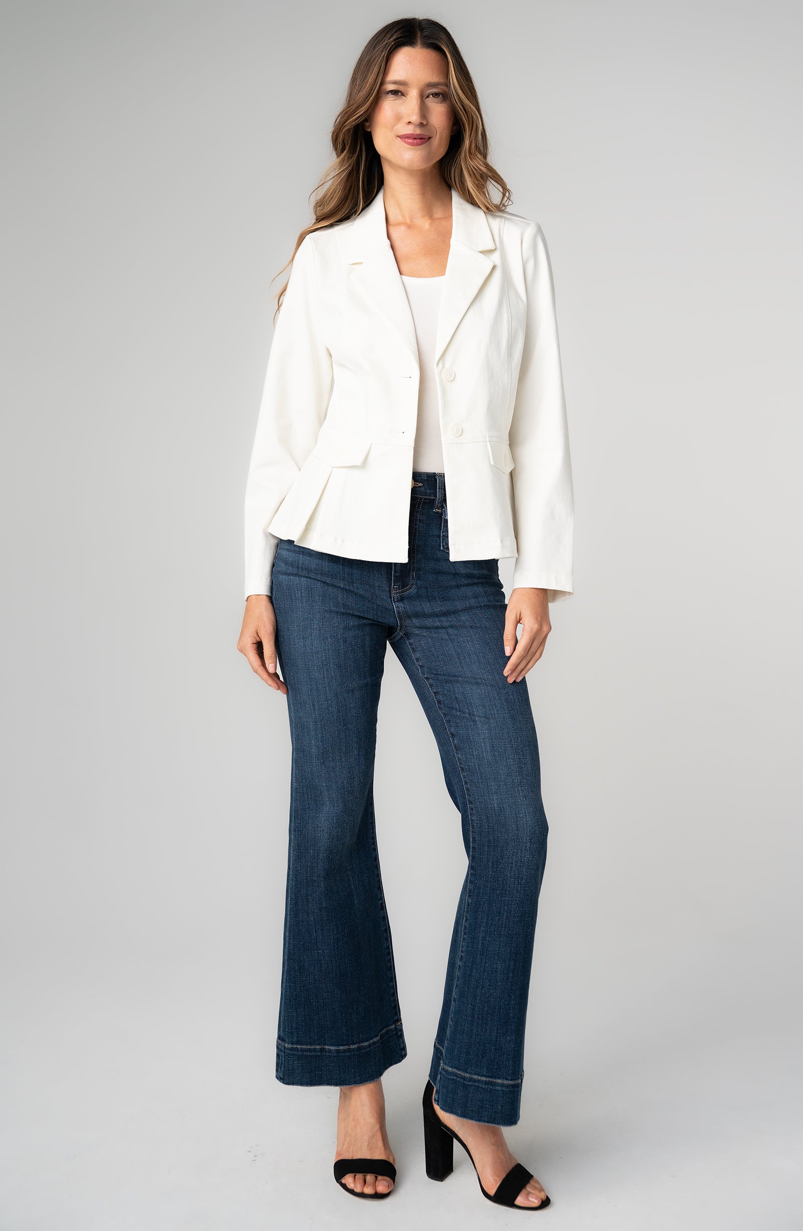 Liverpool Peplum Blazer in Whipped Cream