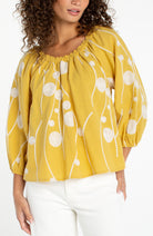 Liverpool 3/4 Sleeve Woven Top in Yellow