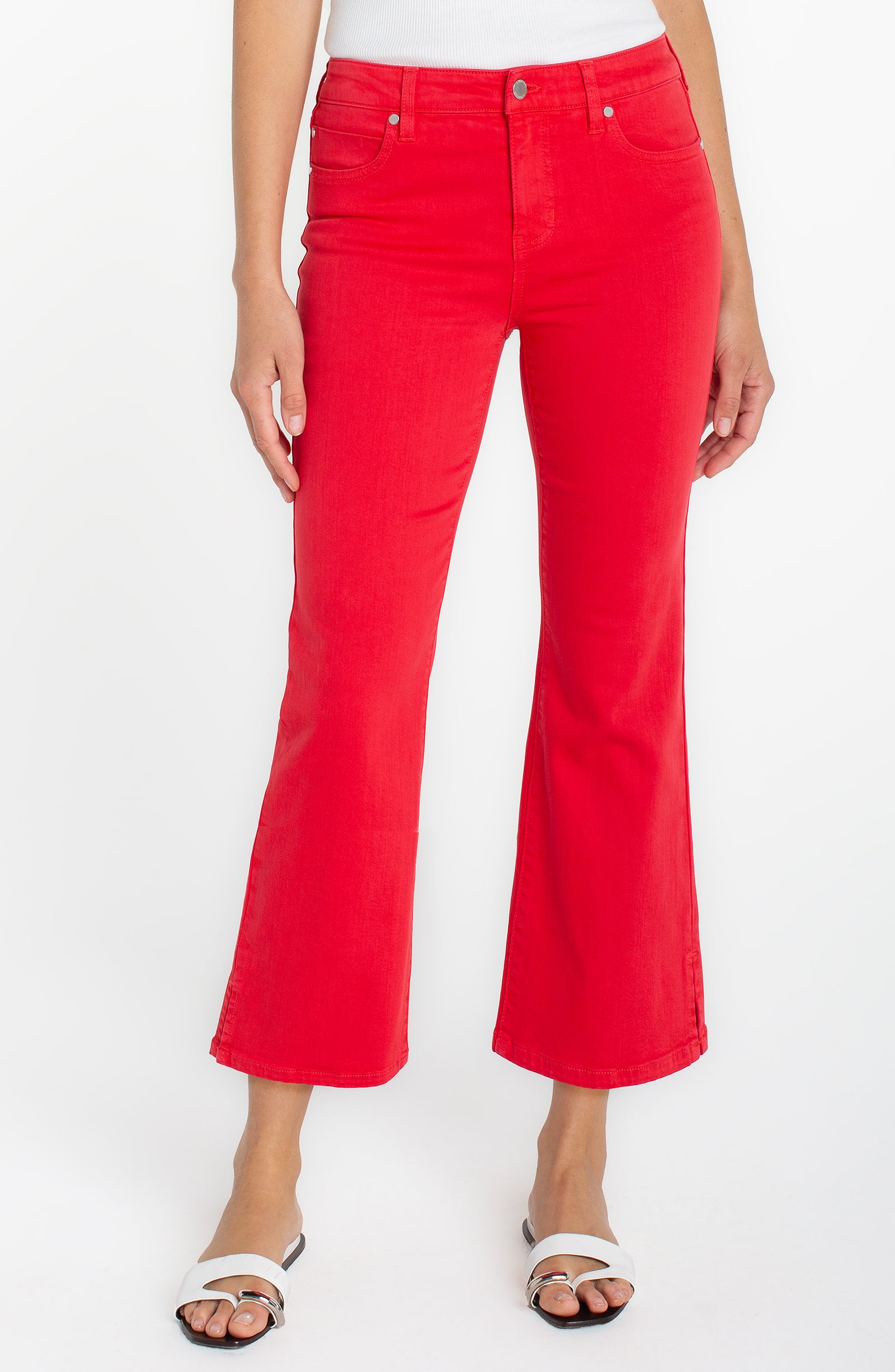 Liverpool Hannah Cropped Flare in 25.5 inseam in Cherry Red