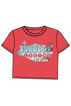 Cowboy Casino Wide Crop Tee in Crimson