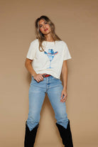Cowboy Martini Wide Crop Tee in Butter Yellow