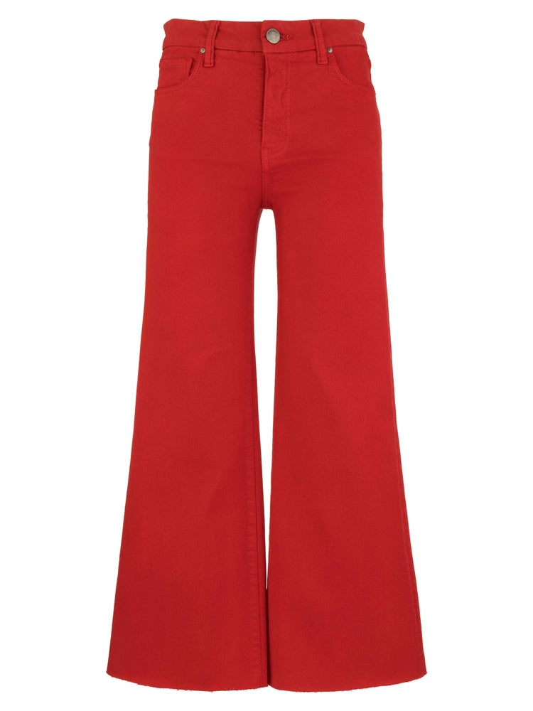 KUT from the Kloth Meg High Rise Fab Ab Wide Leg Raw Hem in Tomato