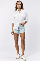 white oversized button down long sleeve shirt