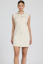 Dear John cream sleeveless denim mini dress 