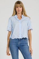 Dear John Ansel Novelty Top in Skyway Embroidered
