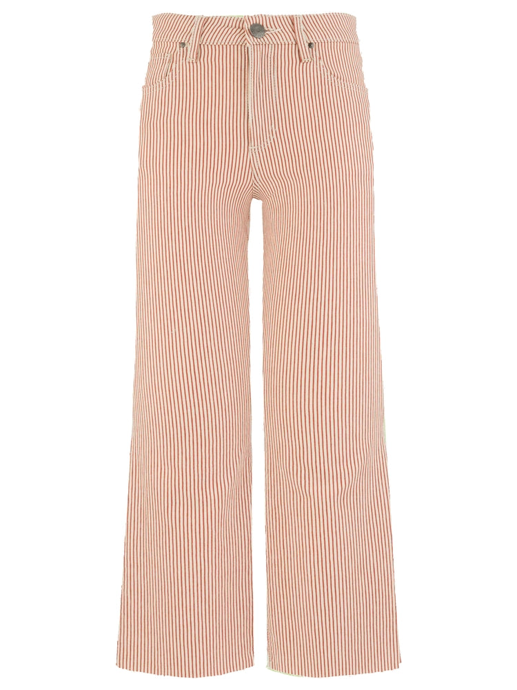 Kut from the Kloth Charlotte HR Wide Leg with Raw Hem - Red/Ivory