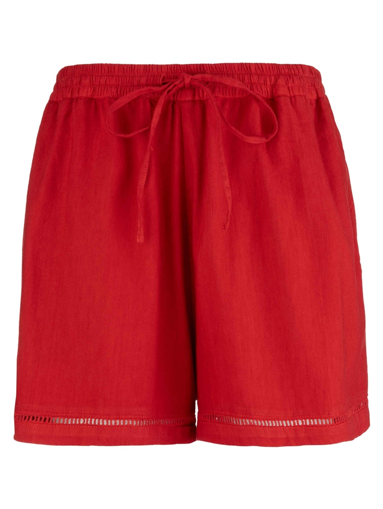 Kut from the Kloth Aria Tie-Front Short with Lattice Trim in Tomato