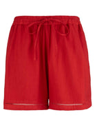 Kut from the Kloth Aria Tie-Front Short with Lattice Trim in Tomato