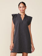 Ticket Stripe Sash Dress in Black/White