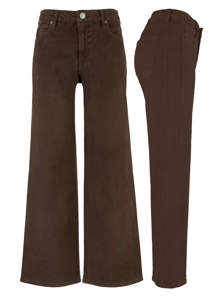 KUT from the Kloth Meg HR Wide Leg Side Panel in Chocolate