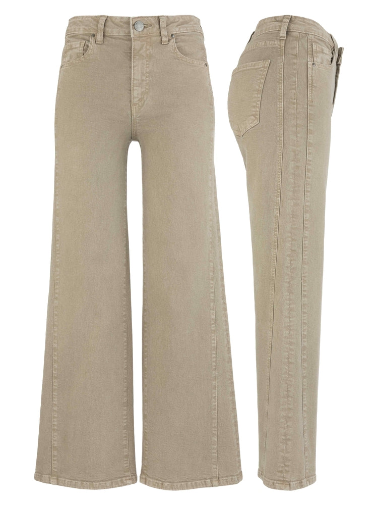 KUT from the Kloth Meg HR Wide Leg Side Panel in Milk Tea