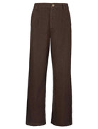 Kut from the Kloth chocolate brown Meg high rise wide leg linen trouser pants